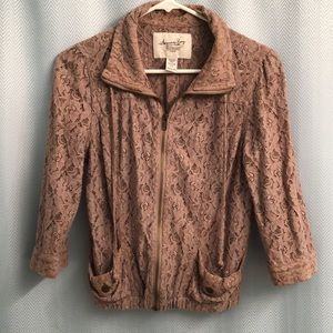 American Rag 3/4 Length Sleeve Lace Crop Jacket